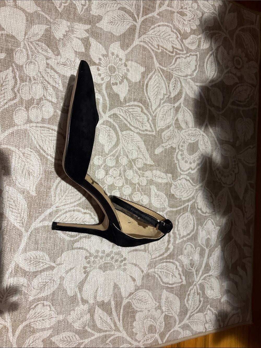 Sam Edelman Black Suede Pointed-Toe Ankle-Strap Heels - Picture 3 of 6